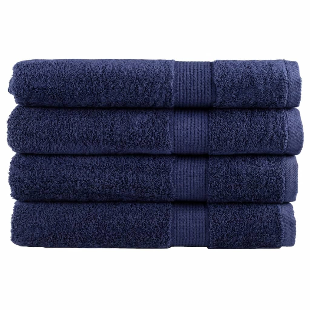 vidaXL Toalhas Premium Solund 4 Peças 100x200 cm 600 Gsm Azul-marinho - 1407791