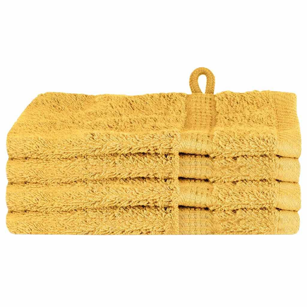 vidaXL Toalha de Convidado SOLUND 4 pcs Ouro 15 x 21 cm 550 gsm