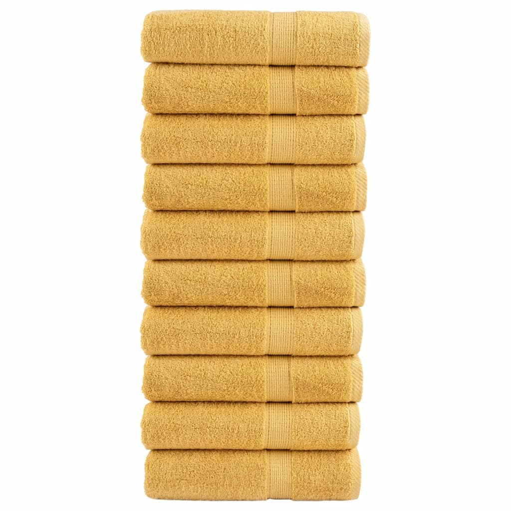vidaXL Toalhas de Banho Premium Solund 10pcs 100x150cm 600gsm Dourado - 4266778436
