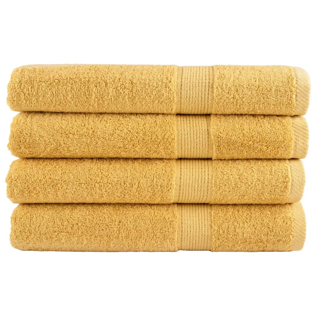 vidaXL Toalhas de Sauna Premium Solund 4 Peças 80x200cm 600 Gsm Dourado - 3918620215