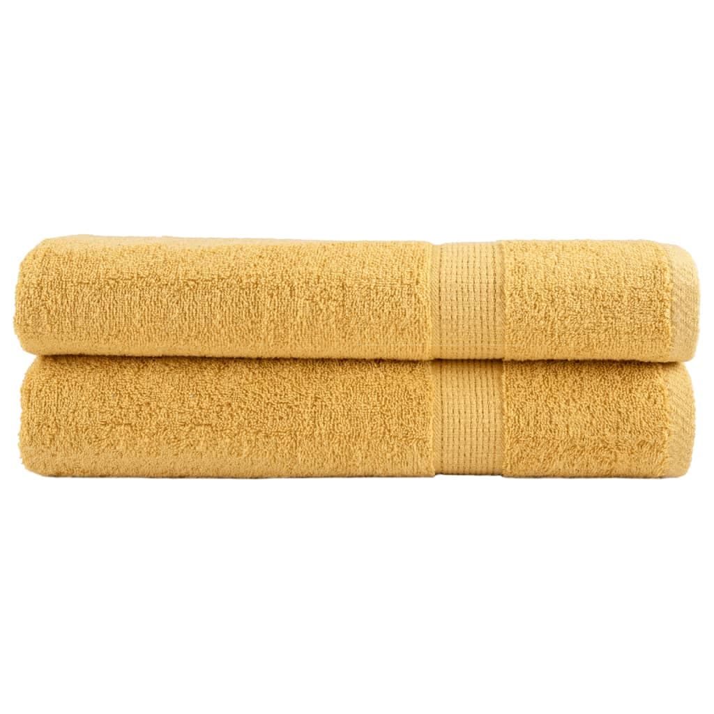 vidaXL Toalhas Premium Solund 2 Peças 100x200 cm 600 Gsm Dourado - 127862555