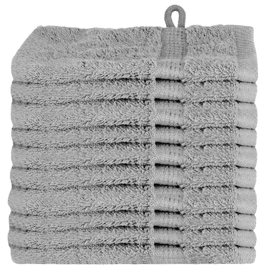 vidaXL Toalha de Convidado SOLUND 10 pcs Cinzeto 15 x 21 cm 550 gsm