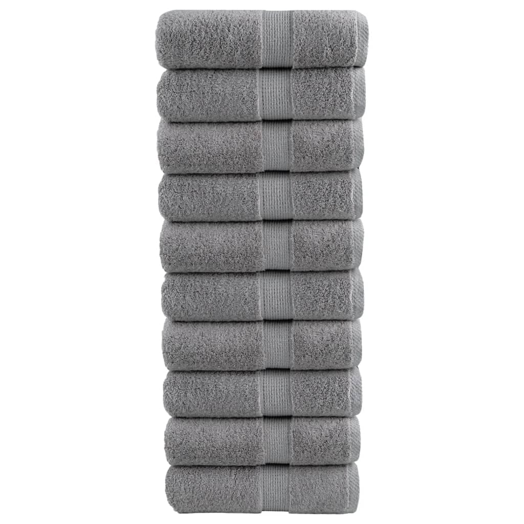 vidaXL Toalhas de rosto premium SOLUND 10 unidades cinza 30x30 cm 600 g/m²