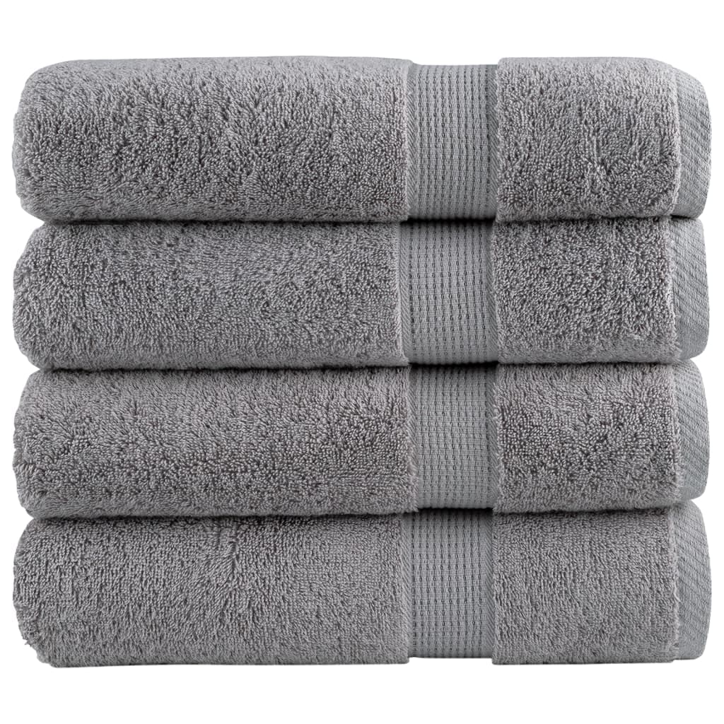 vidaXL Toalhas de mãos premium SOLUND 4pcs 50x100 cm 600 gsm cinzento