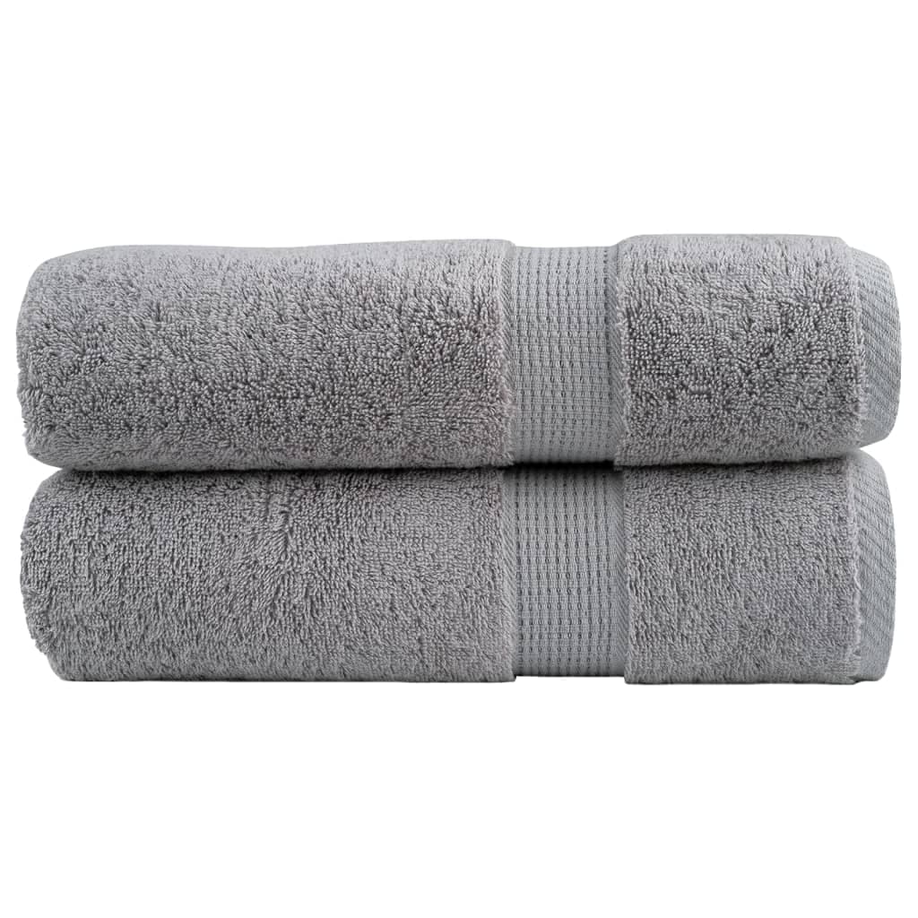 vidaXL Toalhas de Banho Premium Solund 2 Peças 70x140cm 600 Gsm Cinzento - 1078792173