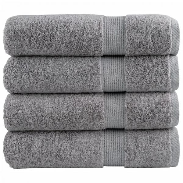 vidaXL Toalhas de Banho Premium Solund 4 Peças 70x140cm 600 Gsm Cinzento - 927612795