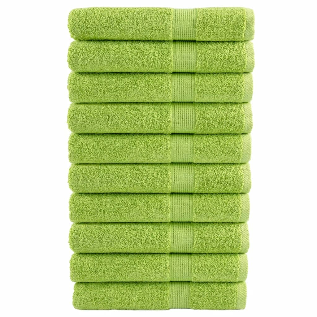 vidaXL Toalhas Premium Solund 10 Peças 100x200 cm 600 Gsm Verde Maça - 604502714