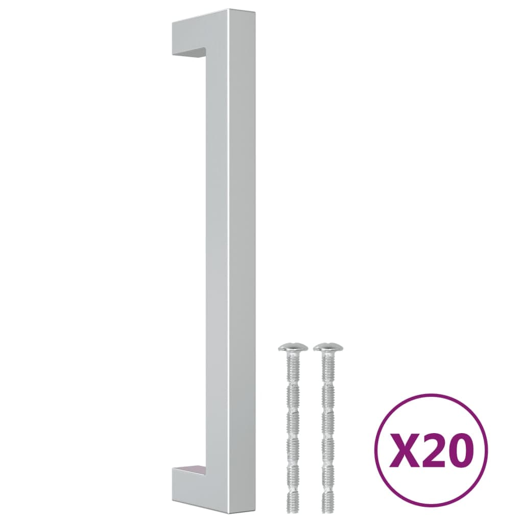 vidaXL Puxadores para móveis 20 pcs 160 mm aço inoxidável prateado