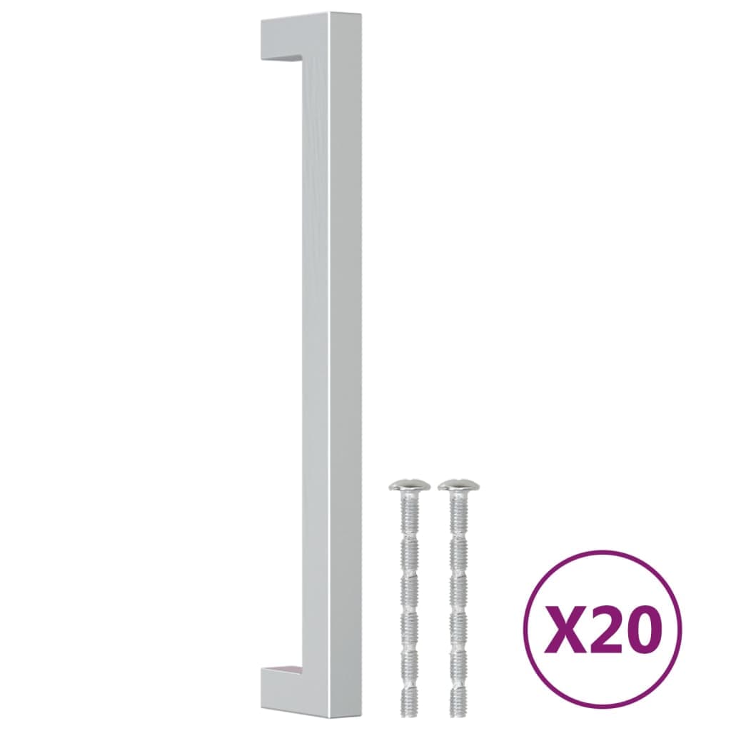 vidaXL Puxadores para móveis 20 pcs 192 mm aço inoxidável prateado