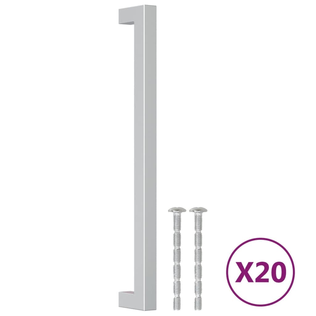 vidaXL Puxadores para móveis 20 pcs 224 mm aço inoxidável prateado
