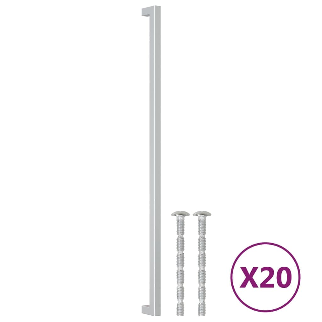 vidaXL Puxadores para móveis 20 pcs 480 mm aço inoxidável prateado
