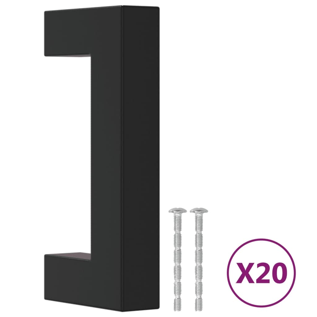 vidaXL Puxadores para móveis 20 pcs 64 mm aço inoxidável preto