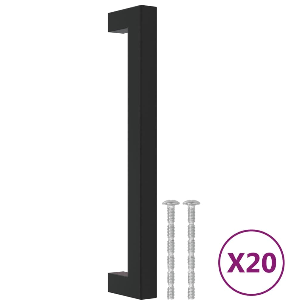 vidaXL Puxadores para móveis 20 pcs 160 mm aço inoxidável preto