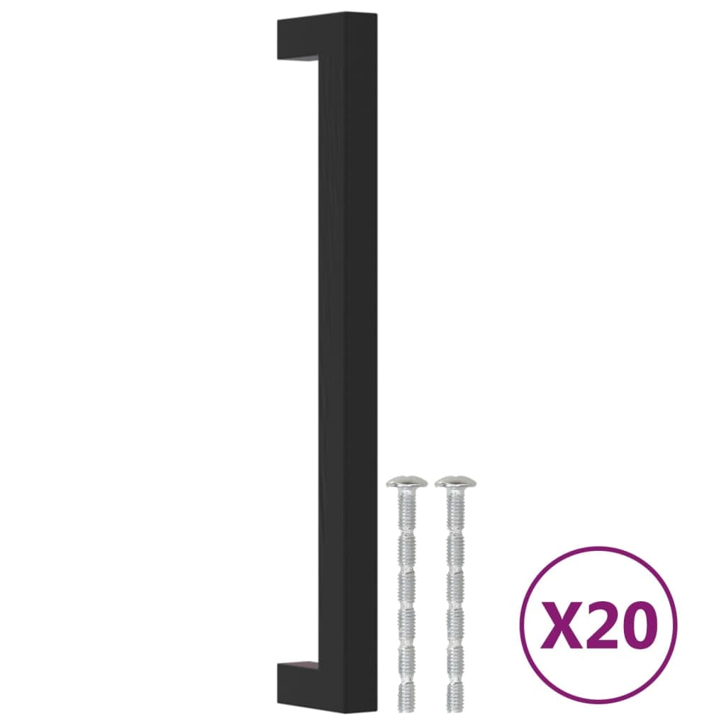 vidaXL Puxadores para móveis 20 pcs 192 mm aço inoxidável preto
