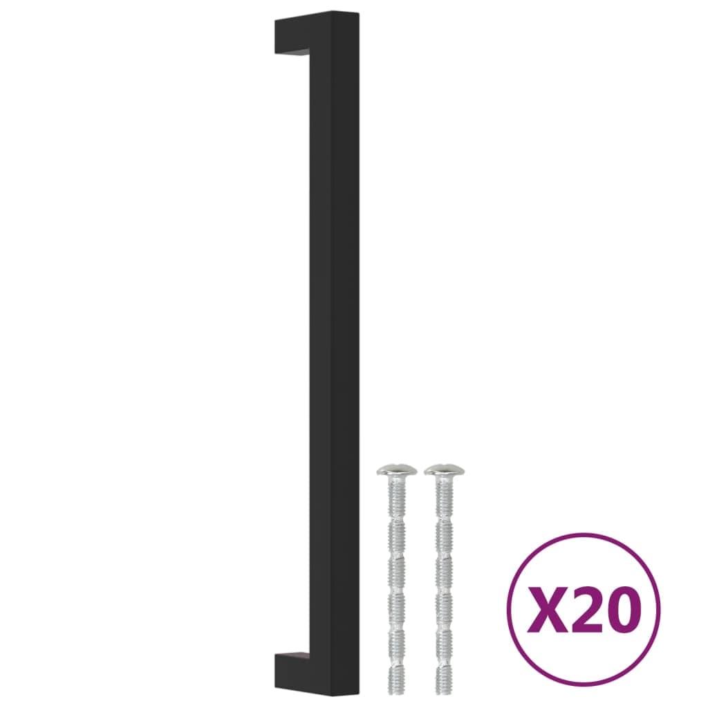 vidaXL Puxadores para móveis 20 pcs 224 mm aço inoxidável preto