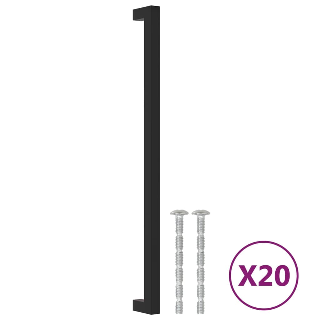 vidaXL Puxadores para móveis 20 pcs 320 mm aço inoxidável preto