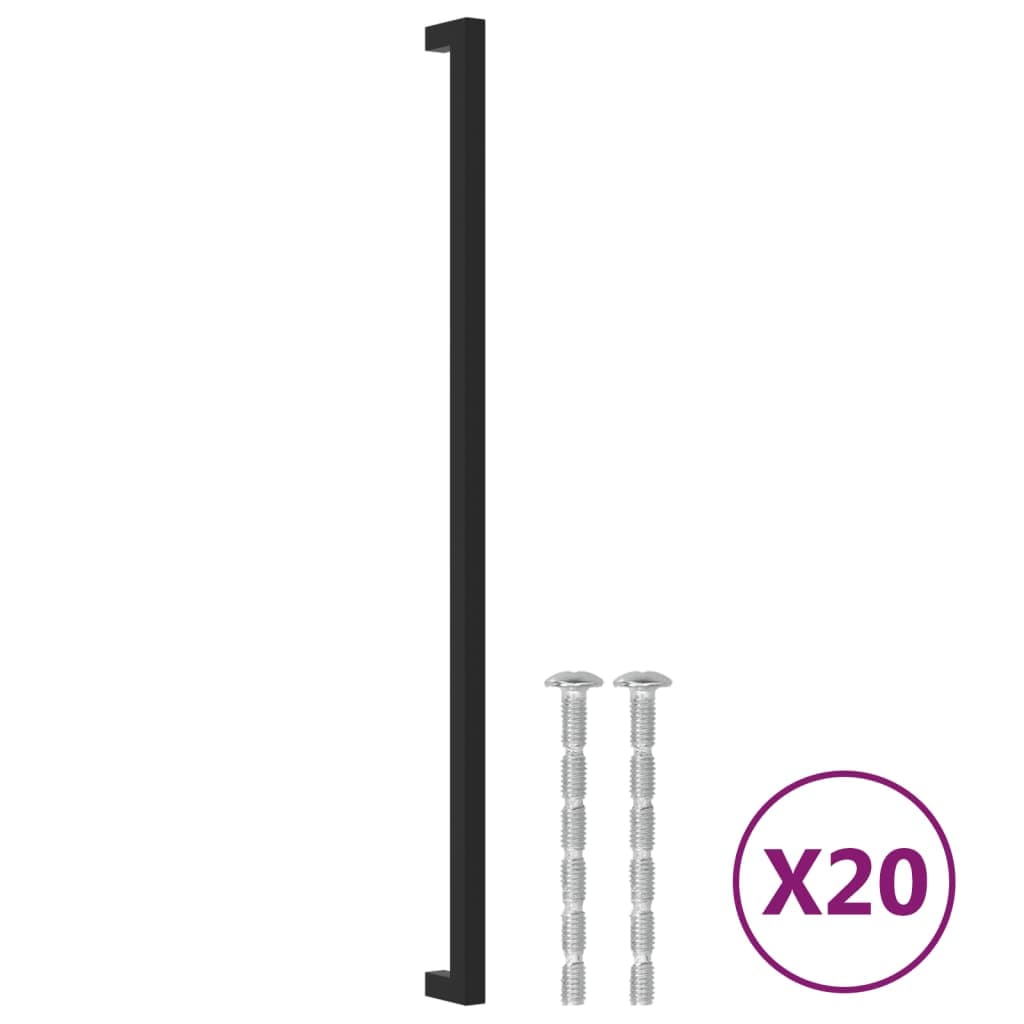 vidaXL Puxadores para móveis 20 pcs 480 mm aço inoxidável preto