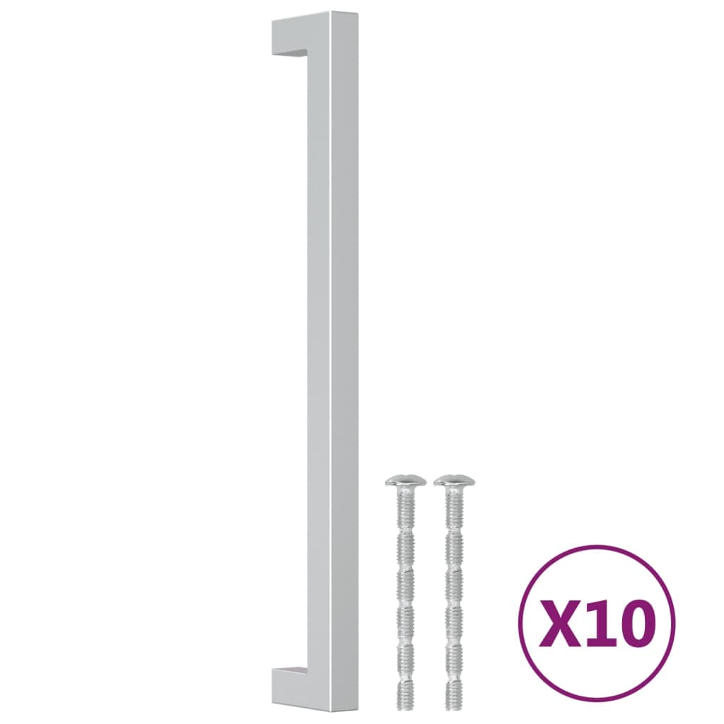 vidaXL Puxadores para móveis 10 pcs 224 mm aço inoxidável prateado
