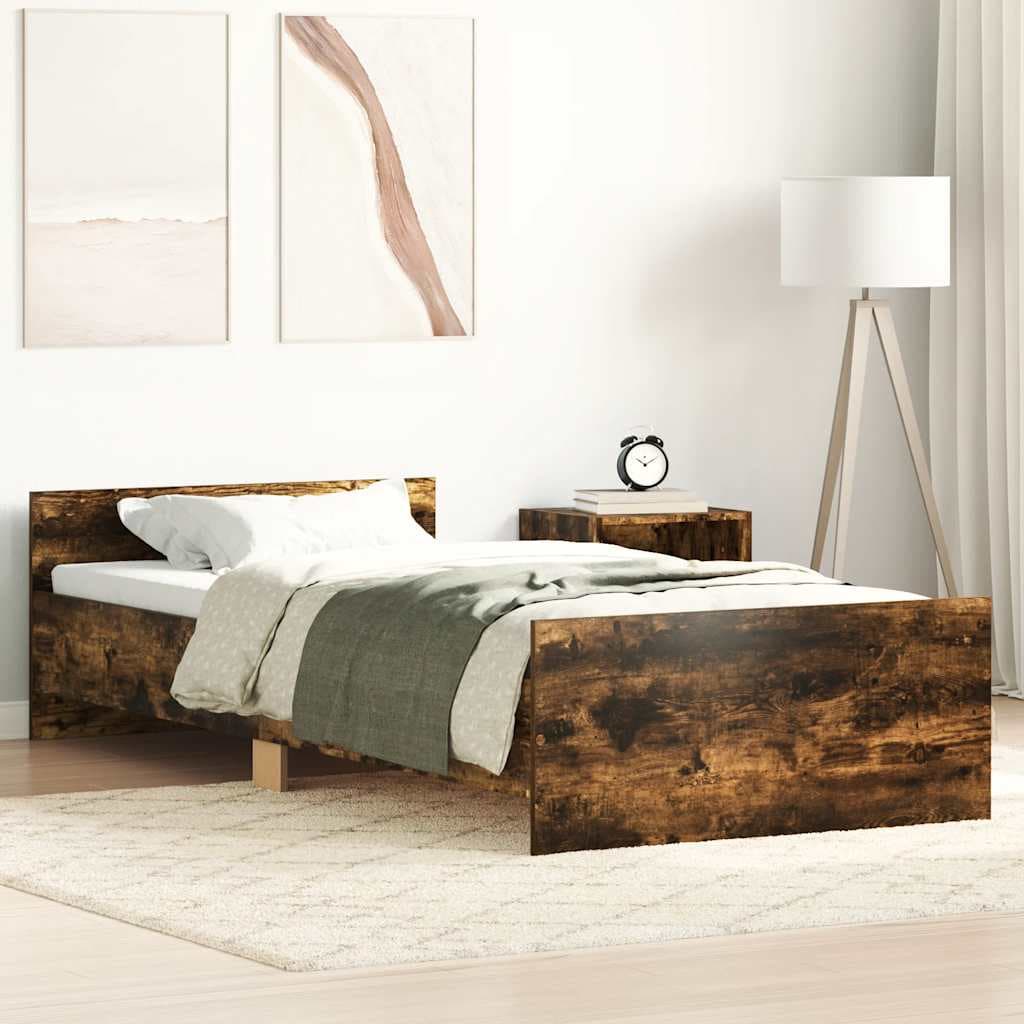 vidaXL Estrutura cama s/ colchão derivados de madeira carvalho fumado
