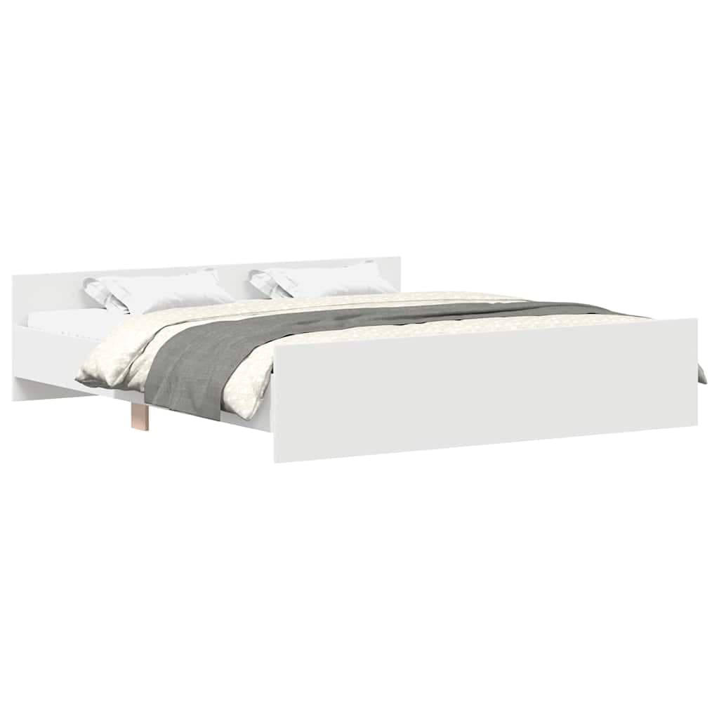 vidaXL Estrutura de cama com cabeceira e apoio pés 160x200 cm branco