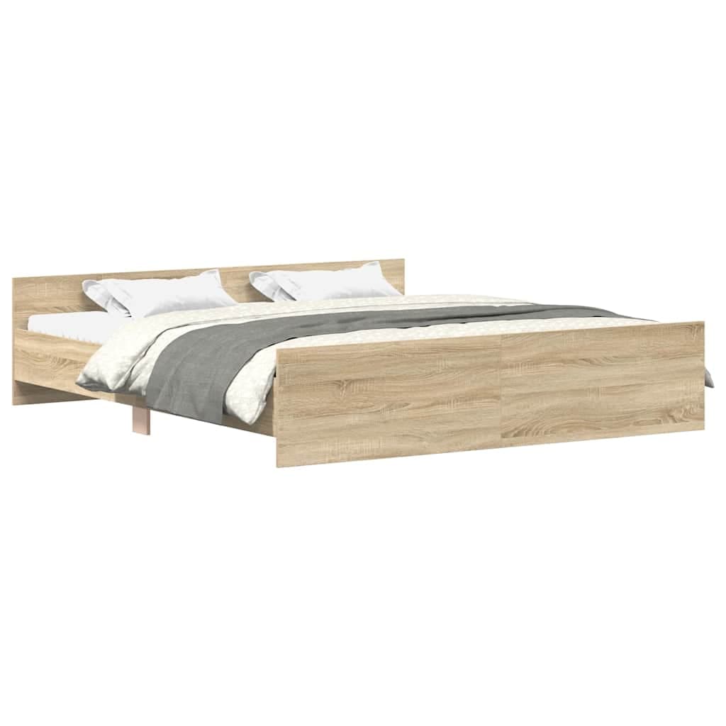vidaXL Estrutura cama c/ cabeceira/apoio pés 160x200cm carvalho sonoma