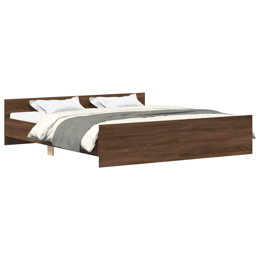 vidaXL Estrutura cama+cabeceira/apoio pés 160x200 cm carvalho castanho