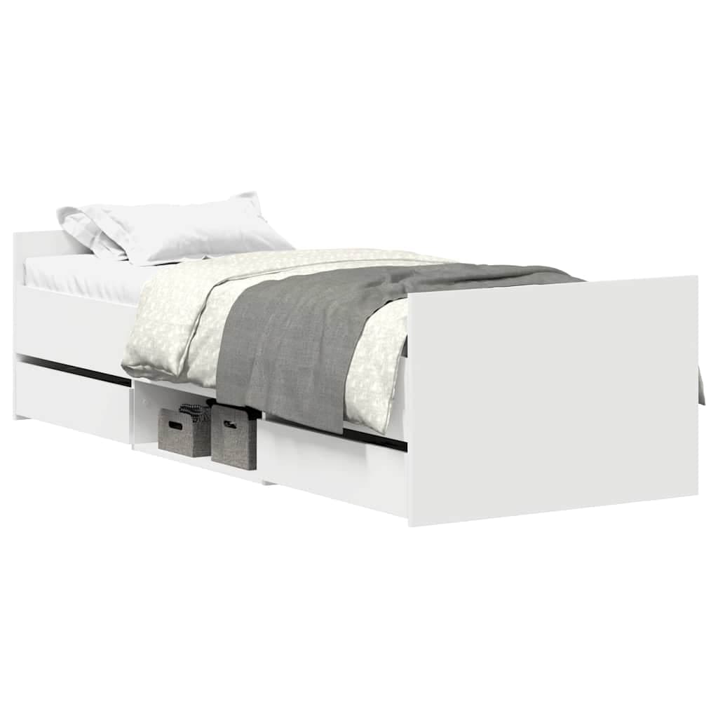 vidaXL Estrutura de cama c/ painéis cabeceira e pés 75x190 cm branco