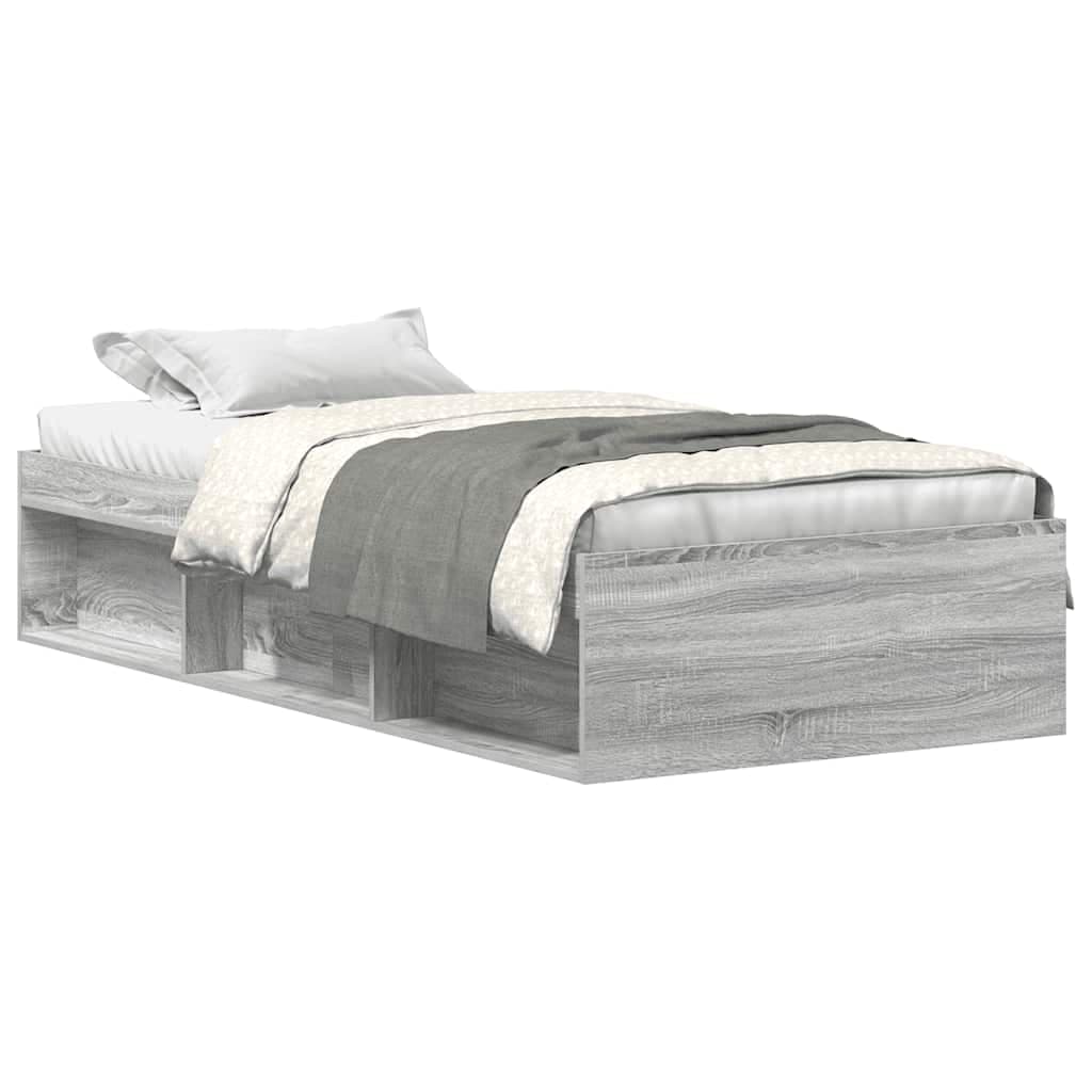 vidaXL Estrutura de cama solteiro 75x190 cm cinzento sonoma