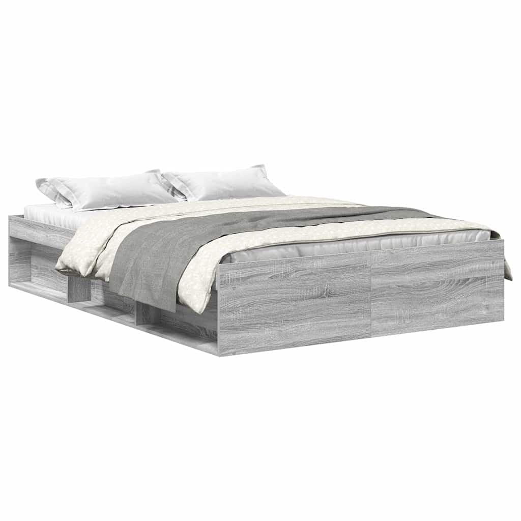 vidaXL Estrutura de cama de casal pequena 120x190 cm cinzento sonoma