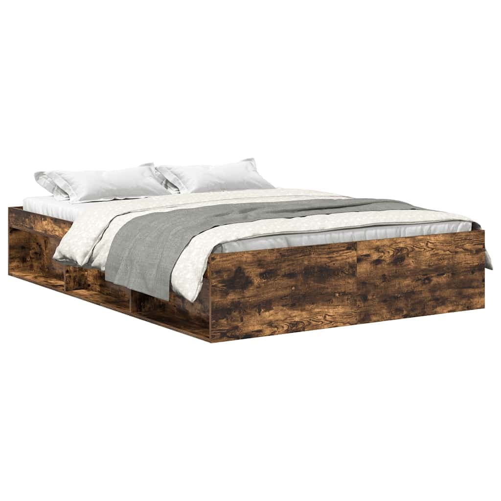 vidaXL Estrutura de Cama 140x190 cm Carvalho Fumado - 1939953535