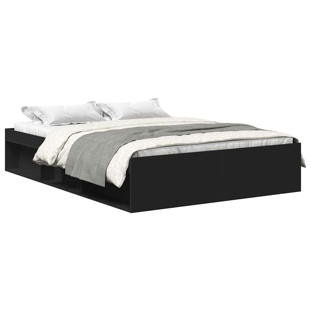 vidaXL Estrutura de cama de casal 135x190 cm preto