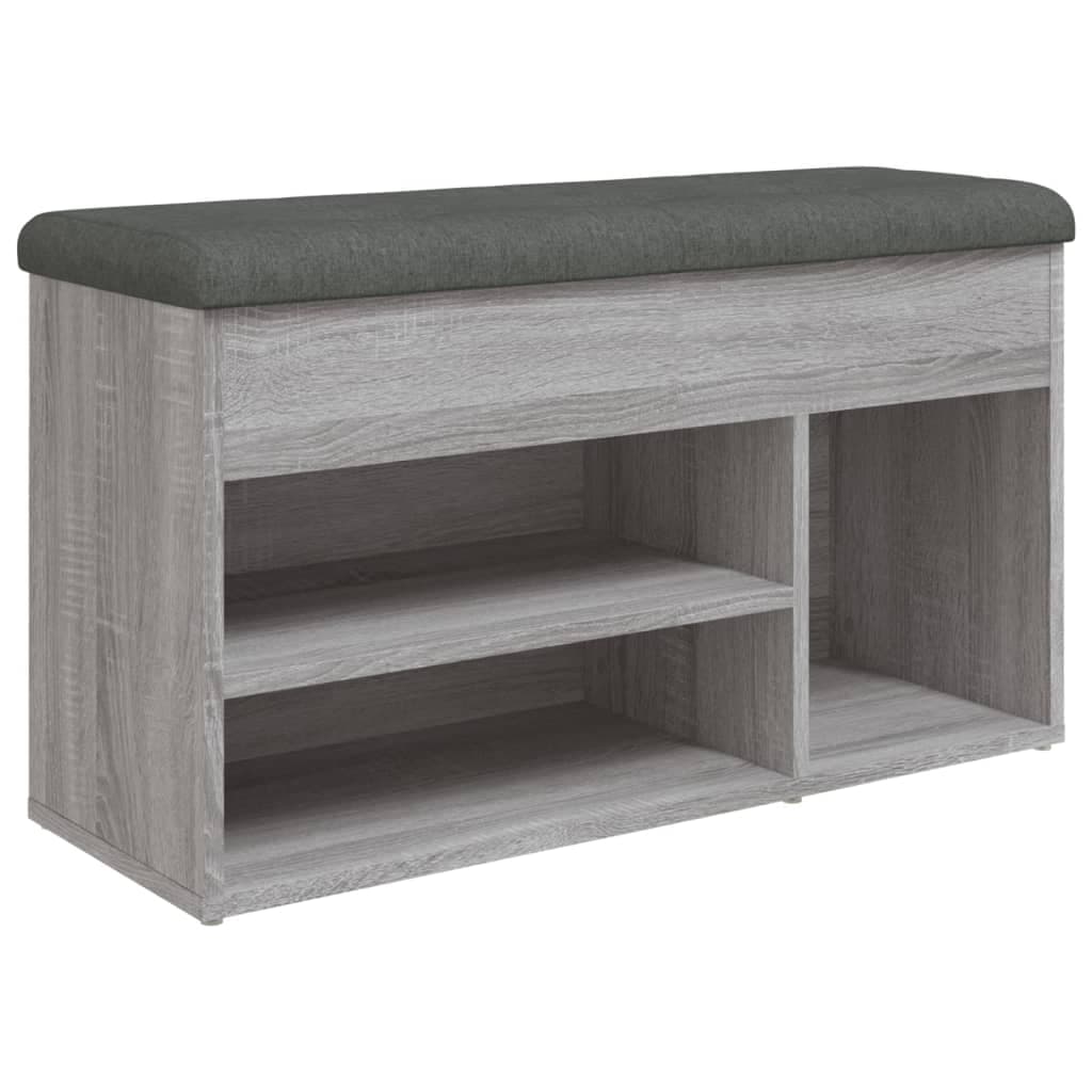 vidaXL Banco sapateira 82x32x45,5 cm derivados madeira cinzento sonoma