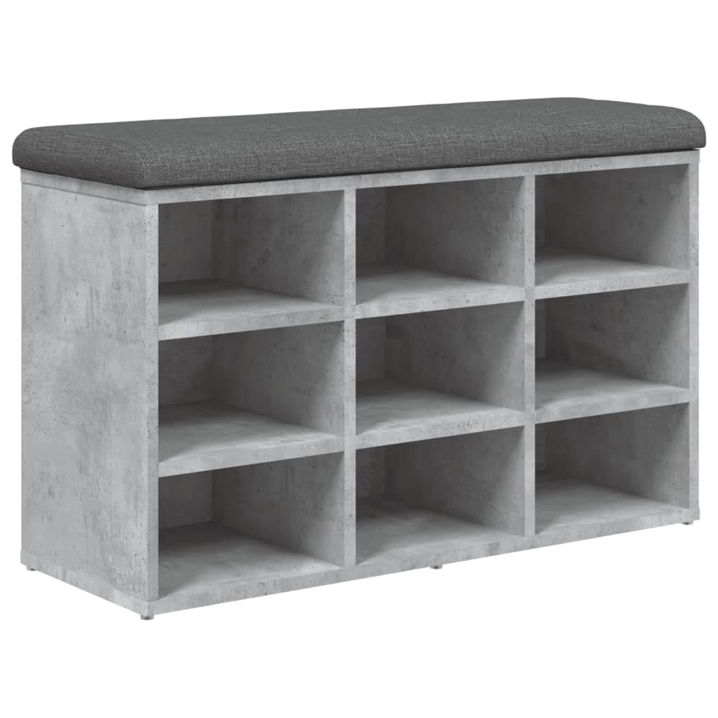 vidaXL Banco sapateira 82x32x50 cm derivados madeira cinzento cimento