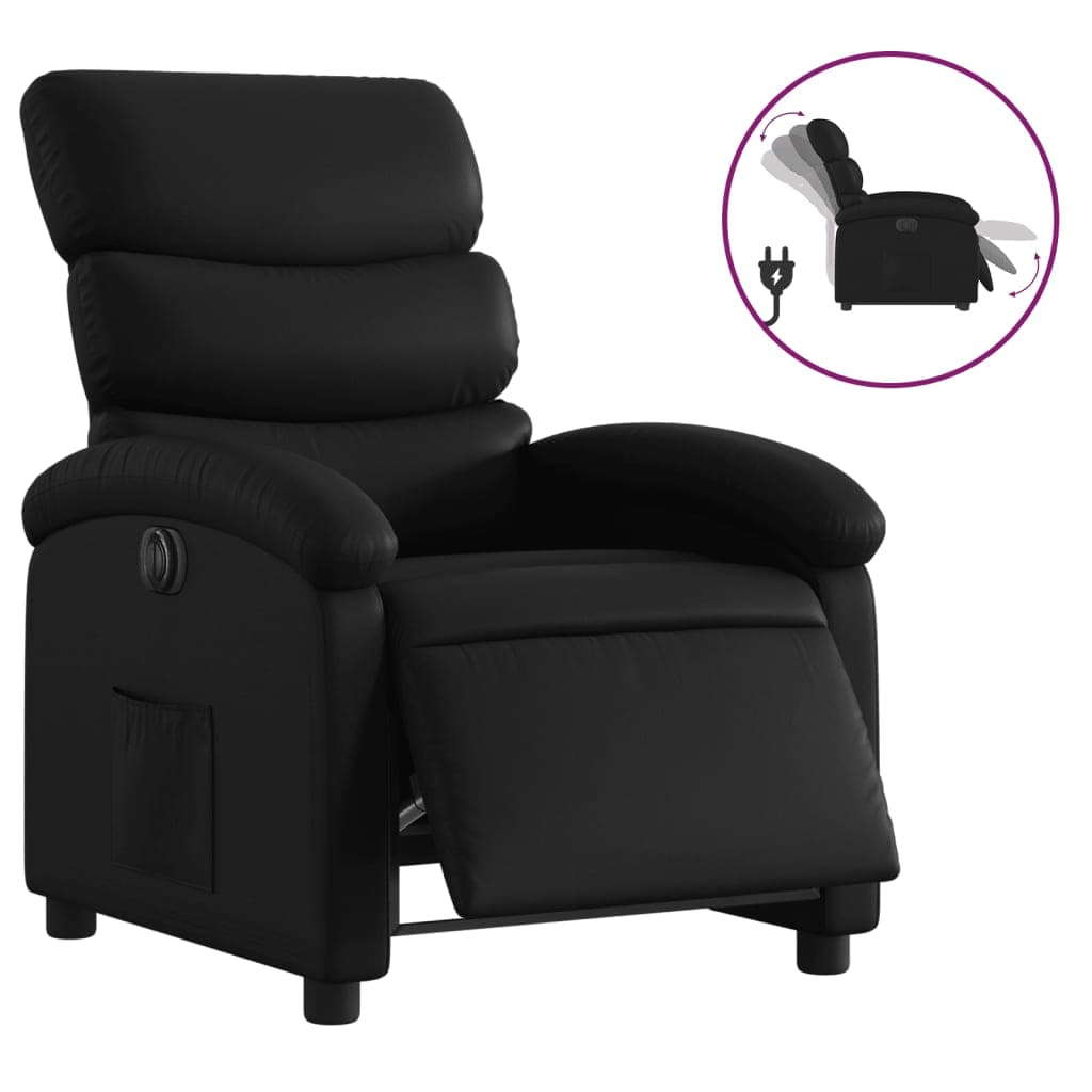 vidaXL Poltrona reclinável elétrica couro artificial preto