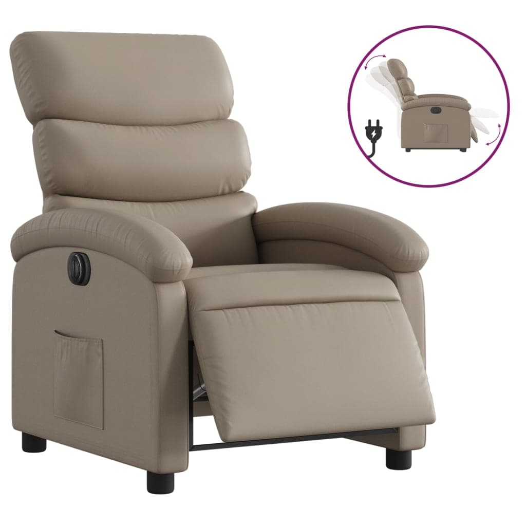 vidaXL Poltrona reclinável elétrica couro artificial cor cappuccino
