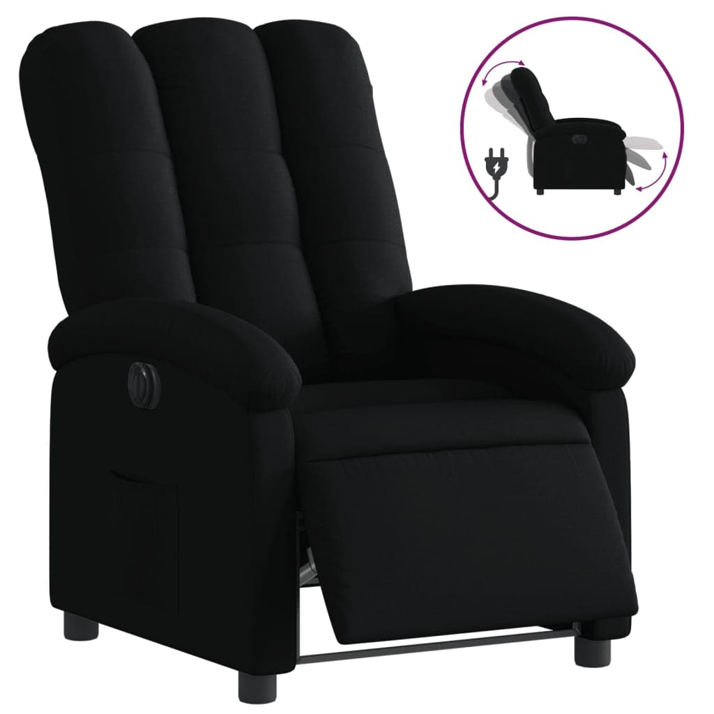 vidaXL Poltrona elétrica reclinável tecido preto