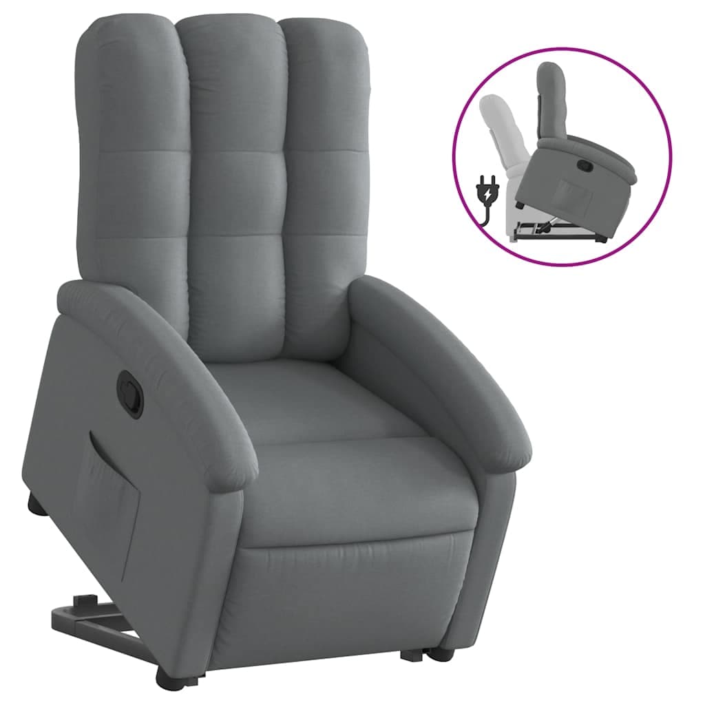 vidaXL Poltrona reclinável elevatória tecido cinzento-escuro