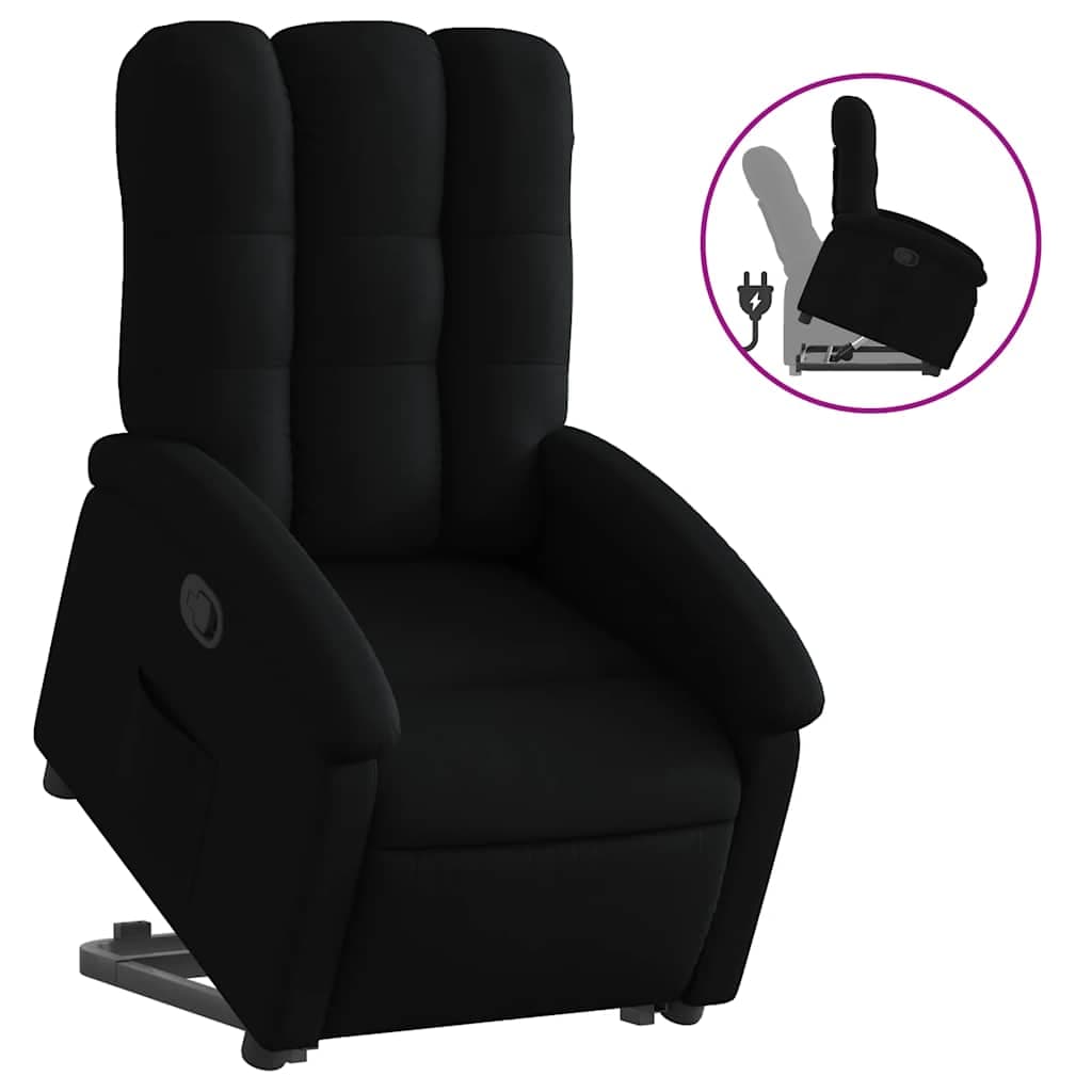 vidaXL Poltrona Reclinável Elevatória Tecido Preto - 1197662102
