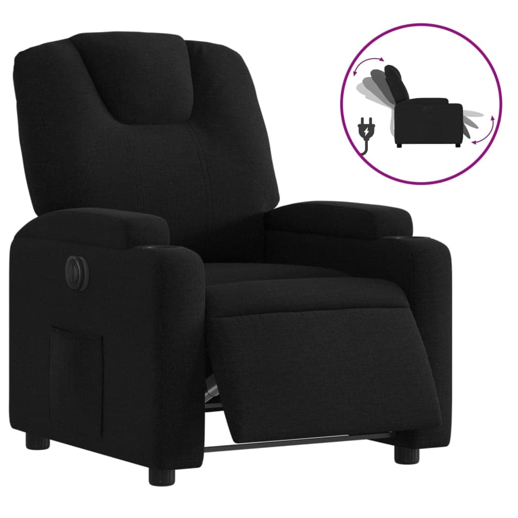 vidaXL Poltrona elétrica reclinável tecido preto