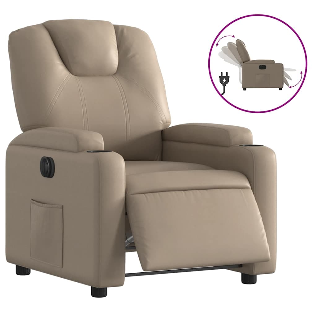 vidaXL Poltrona reclinável elétrica couro artificial cor cappuccino