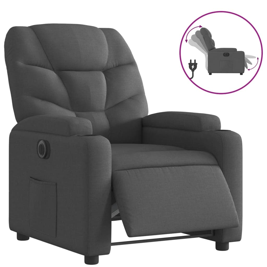 vidaXL Poltrona elétrica reclinável tecido preto