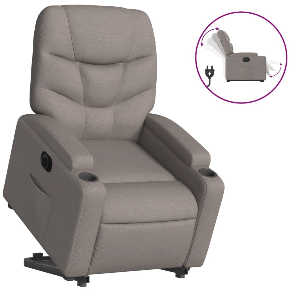 vidaXL Poltrona Reclinável Elevatória Elétrica Cinza-acastanhado - 2846701252