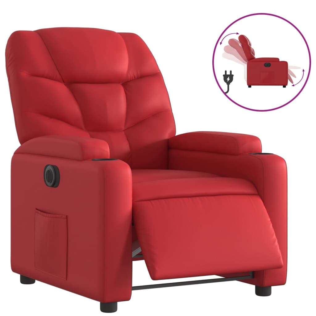 vidaXL Poltrona reclinável elétrica couro artificial vermelho
