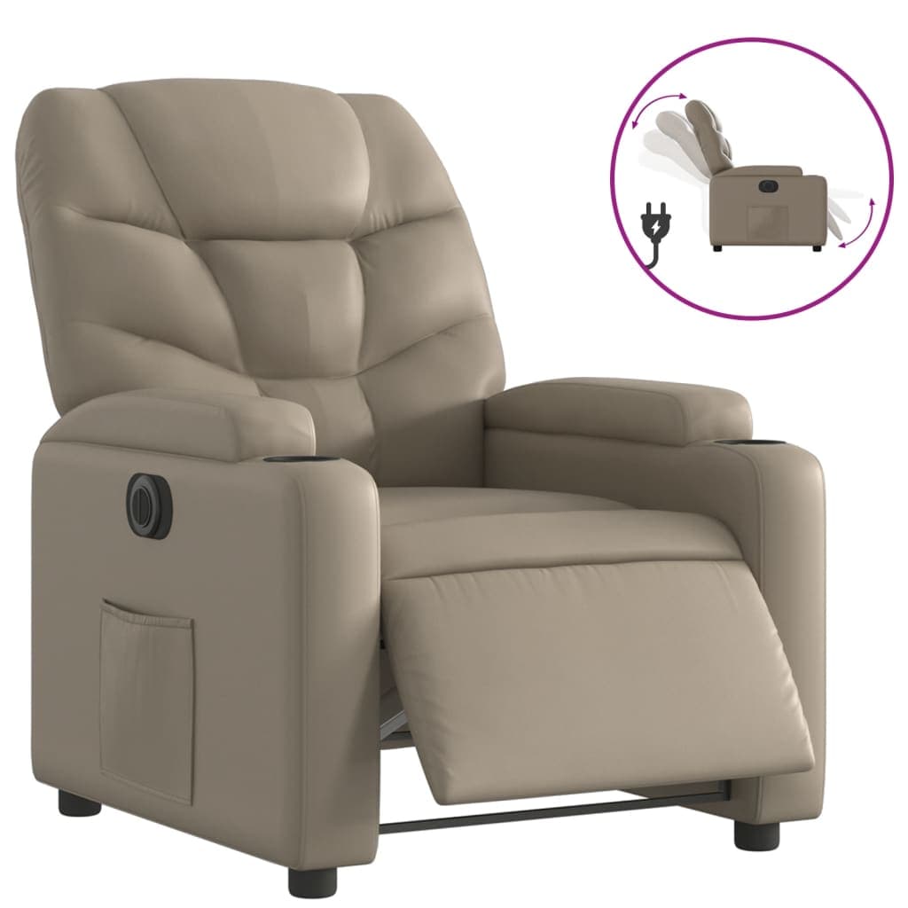 vidaXL Poltrona reclinável elétrica couro artificial cor cappuccino
