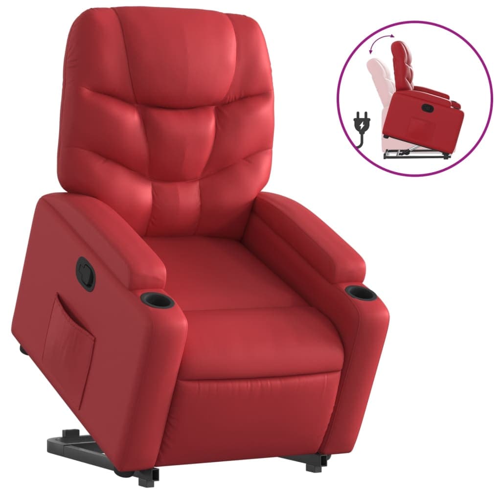 vidaXL Poltrona reclinável elevatória couro artificial vermelho