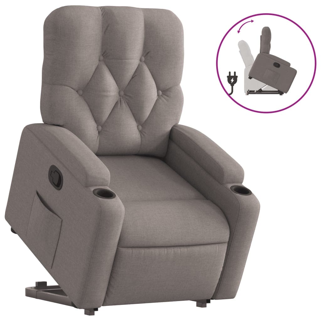 vidaXL Poltrona Reclinável Elevatória Tecido Cinzento-acastanhado - 2202144560