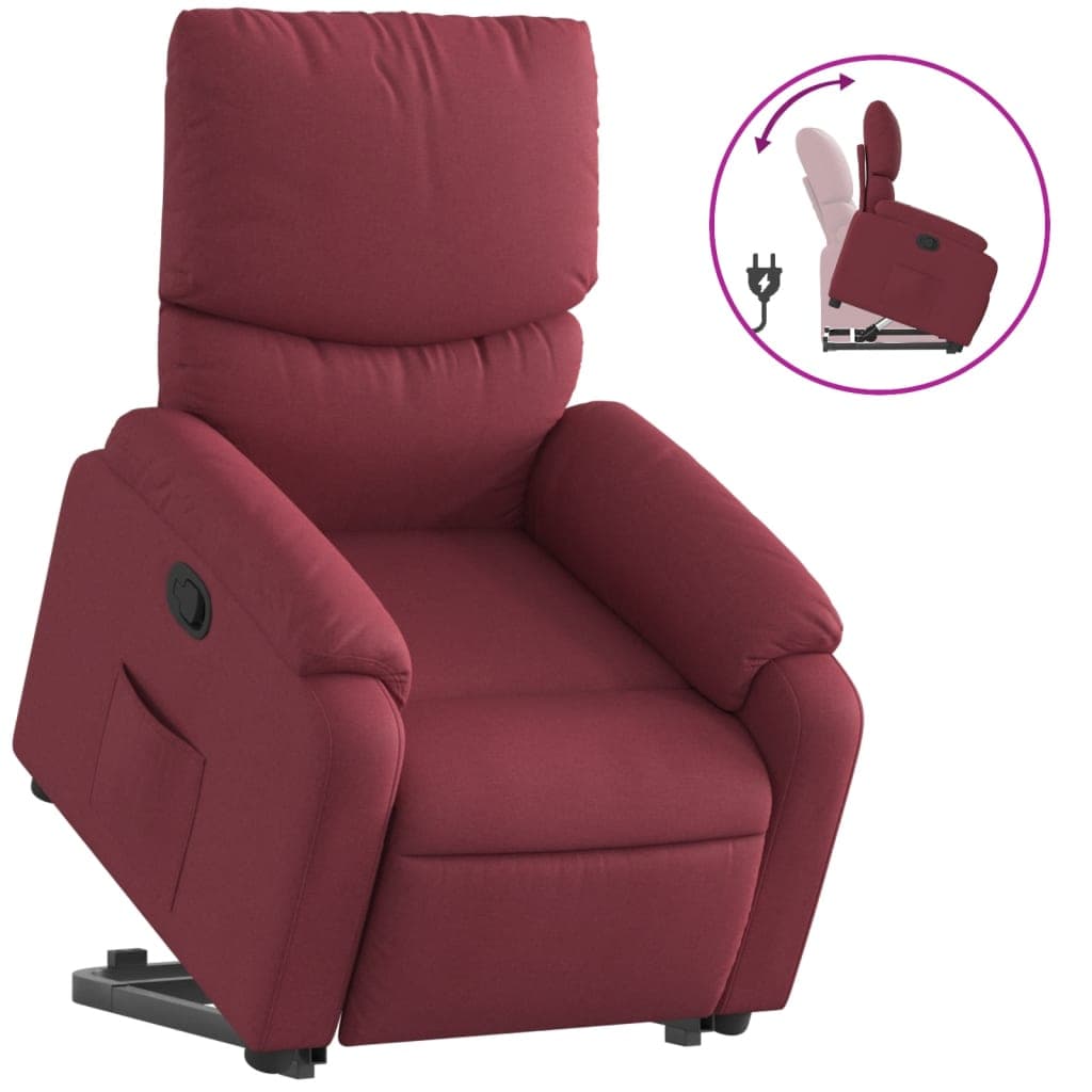vidaXL Poltrona reclinável elevatória tecido vermelho tinto