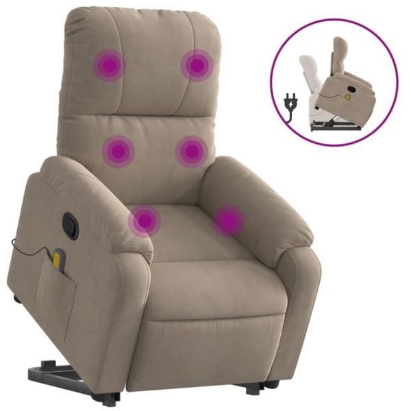 vidaXL Poltrona de Massagens Reclinável Microfibra Cinza-acastanhado - 1548905919