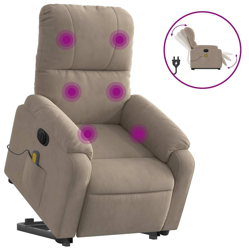 vidaXL Poltrona reclinável elétrica microfibra cinzento-acastanhado