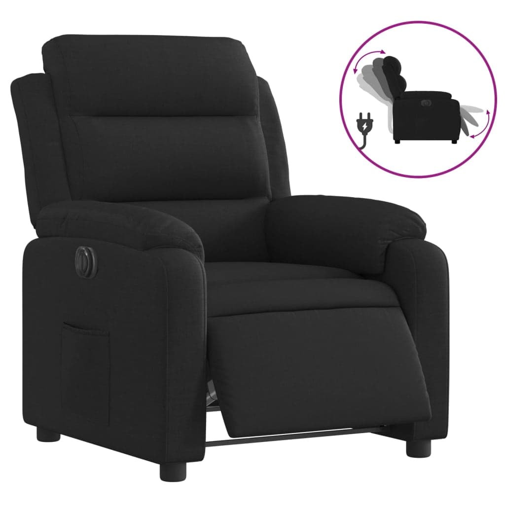 vidaXL Poltrona elétrica reclinável tecido preto